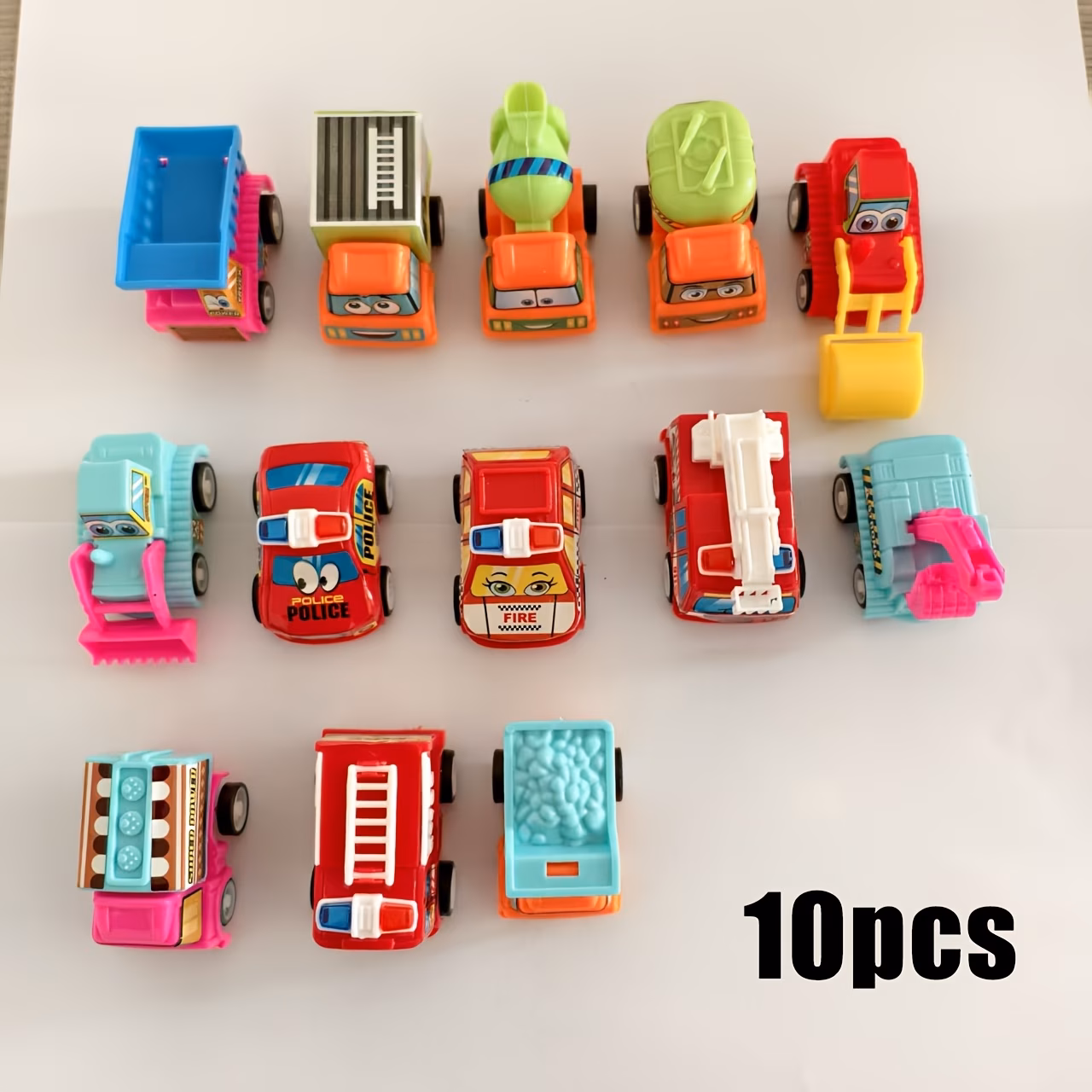 Coffret de 10 camions de chantier et pompiers